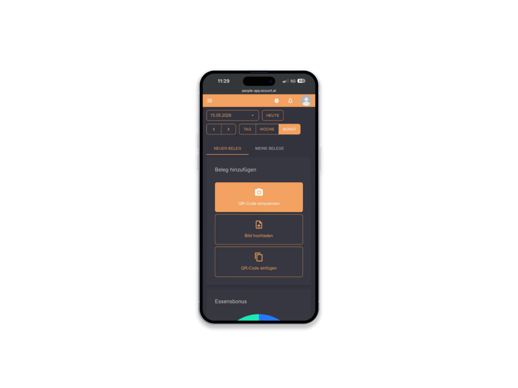 eCOUNT TASTE | Ansicht vom digitalen Essenszuschuss
